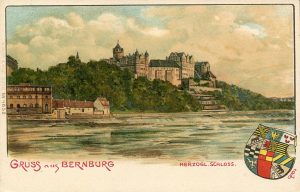 Postkarte des Schloss Bernburg (1900 Erwin Schindler)